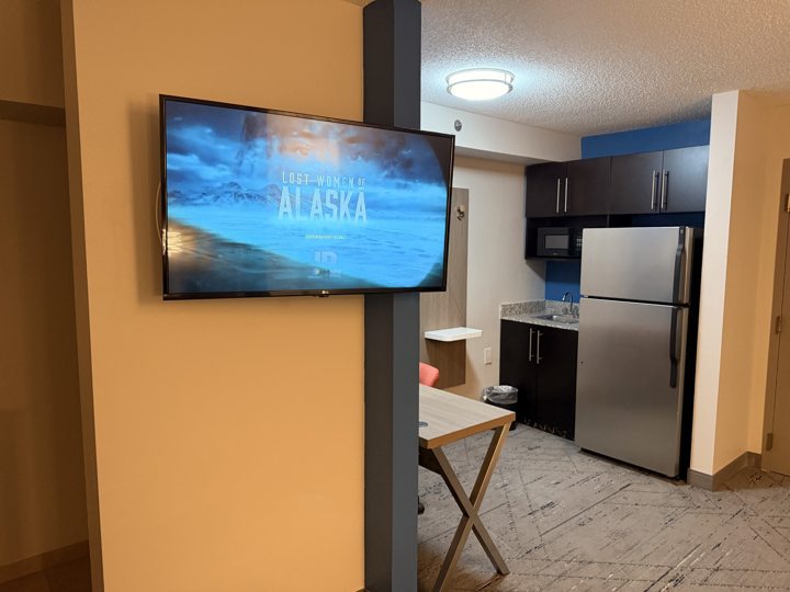 Suite kitchenette and television area